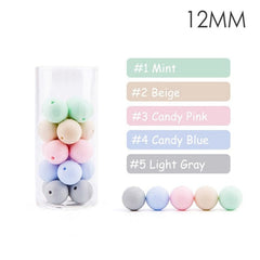 60pcs 12mm Baby Teether Silicone Beads Diy Pacifier Chain Bracelet Bpa Free Chewable Round Silicone Bead Accessories For Newborn