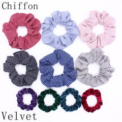 Scrunchies Set Hair Accessories Velvet Chiffon ties band Sequins organza Ponytail Holder Headwear No Crease Leopard Solid  10pcs