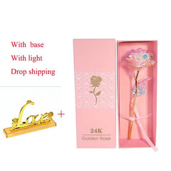 24k Gold Plated Rose With Love Holder Box Gift Valentine's Day Mother's Day Gifts Flower Gold Dipped Rose