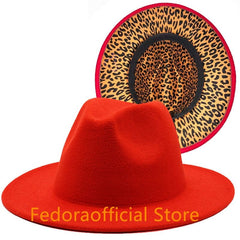 Rose red fedora hat new leopard print hat European and American men's and women's hat fedora jazz winter hat шапка женская