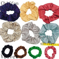 Scrunchies Set Hair Accessories Velvet Chiffon ties band Sequins organza Ponytail Holder Headwear No Crease Leopard Solid  10pcs