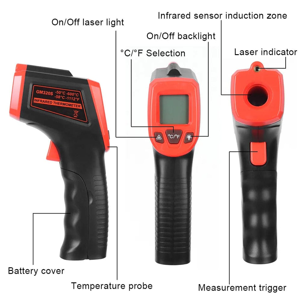 Digital LCD Industrial Electronic Thermometer NonContact Infrared Thermometer Laser Temperature Meter Gun Laser Point