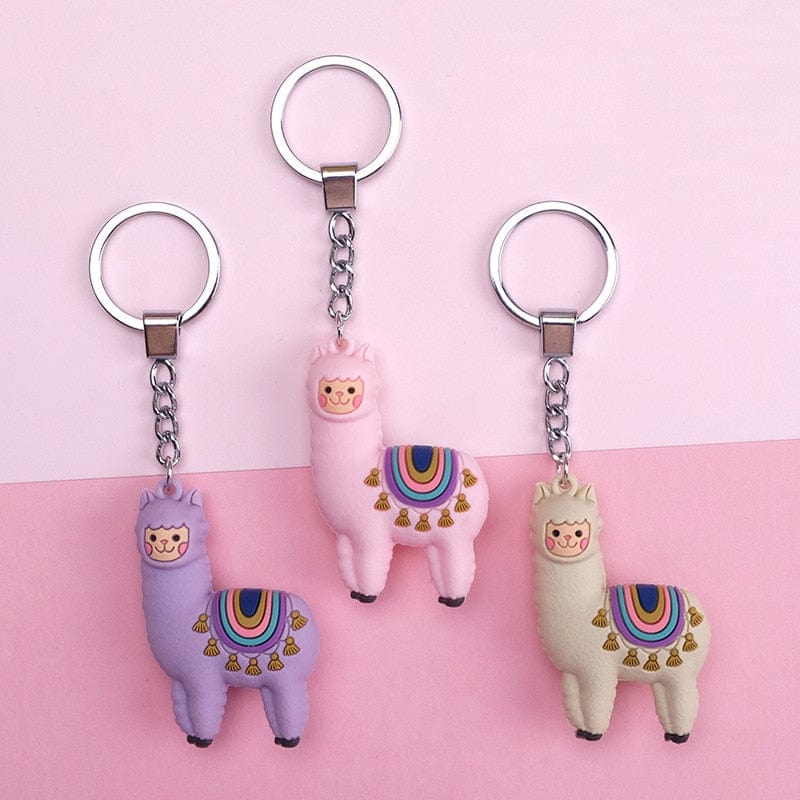 New Qualitied Original cartoon Lamb cute Luck Zodiac Alpaca keychain key ring Simulation Animals Pendant Jewelry Birthday gift