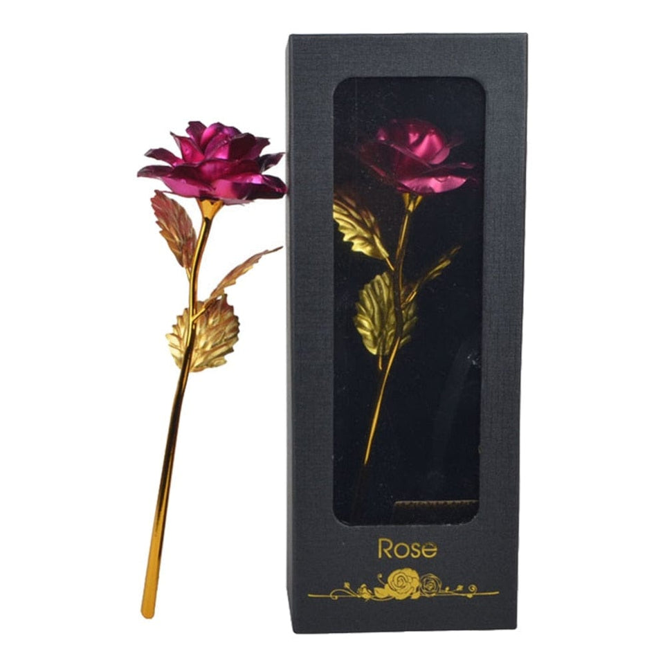 24k Gold Plated Rose With Love Holder Box Gift Valentine's Day Mother's Day Gifts Flower Gold Dipped Rose