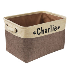 Custom Dog Toys Storage Bins Canvas Collapsible Dog Accessories Storage Basket Bin Pet Organizer Box Perfect For Organizing Toys