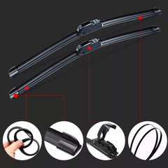 Car Windshield Wiper blades U-type Universal Soft Rubber Frameless Bracketless car wipers 14" 16" 17" 18" 19" 20" 21" 22" 24"26"