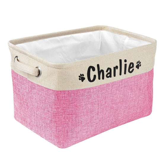 Personalized Pet Dog Toy Storage Basket Dog Canvas Bag Foldable Pet Toys Linen Storage Box Bins Dog Accessories Pet Supplies - Wowza