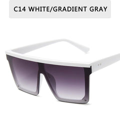 2025 Vintage Male Flat Top Sunglasses Men Brand Black Square Shades UV400 Gradient Sun Glasses For Women Cool One Piece Designer