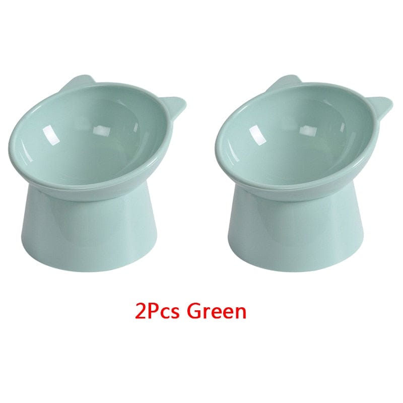 2Pcs/set Cat Bowl 45°Neck Protector High Foot Dog Bowl Cat Food Water Bowl Cute Binaural Pet Feeding Cup Feeder Bowls