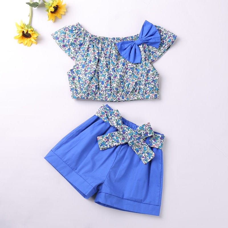 Humor Bear Girls Clothes Suit  Brand NEW Summer Toddler Girl Clothes Dot Bow Vest T-shirt Tops+Shorts Pants 2Pcs Set