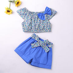 Humor Bear Girls Clothes Suit  Brand NEW Summer Toddler Girl Clothes Dot Bow Vest T-shirt Tops+Shorts Pants 2Pcs Set