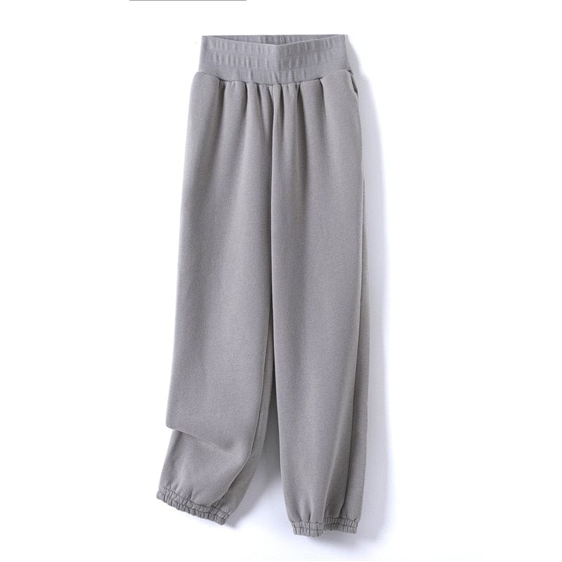 GCAROL Fall Winter Women Long Hooded Suits 80% Cotton Fleece Oversized Boyfriend Unisex Sweatshirt Elastic Waist Harem Pants