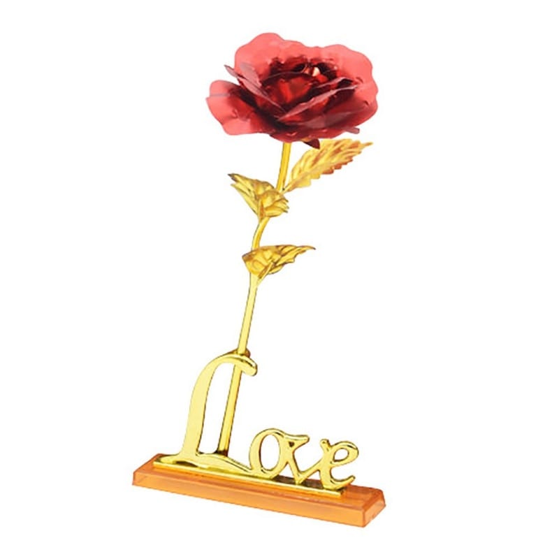 Valentine's Day Creative Gift 24K Foil Plated Rose Gold Rose Lasts Forever Love Wedding Decor Lover Lighting Rose