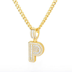 Trend Ice Out Letters Necklace Pendant for Women Men Initials Cubic Zirconia A-Z Alphabet Clavicle Necklace Collar Fashion Gift