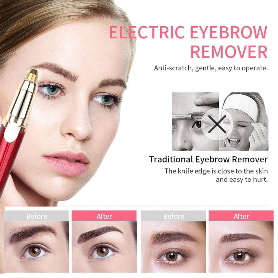 Women Electric Eyebrow Trimmer USB Rechargeable Eye Brow Epilator Mini Lipstick Shaper Shaver Painless Razor Facial Hair Remover