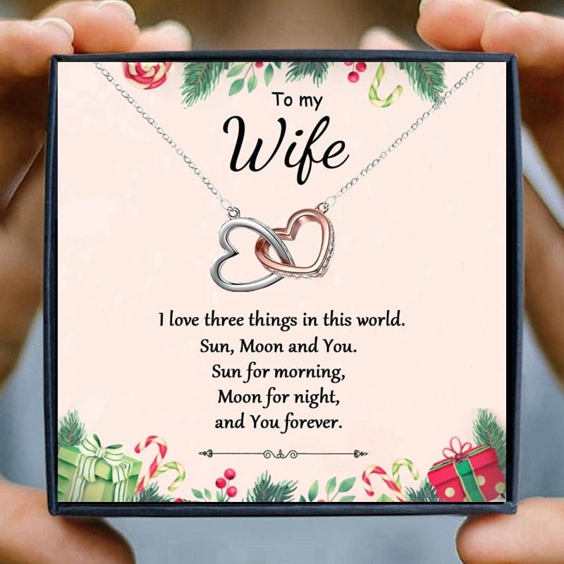 To My Soulmate Necklaces for Women Gift Heart Pendant Necklace Female Girl Crystal Infinity Necklace Gifts Wife Lovers Jewelry