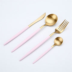 Rose Gold Tableware Set Stainless Steel Cutlery Set Western Food Tableware Luxury Fork Teaspoon Knife Cutlery Set fork spoon - Wowza