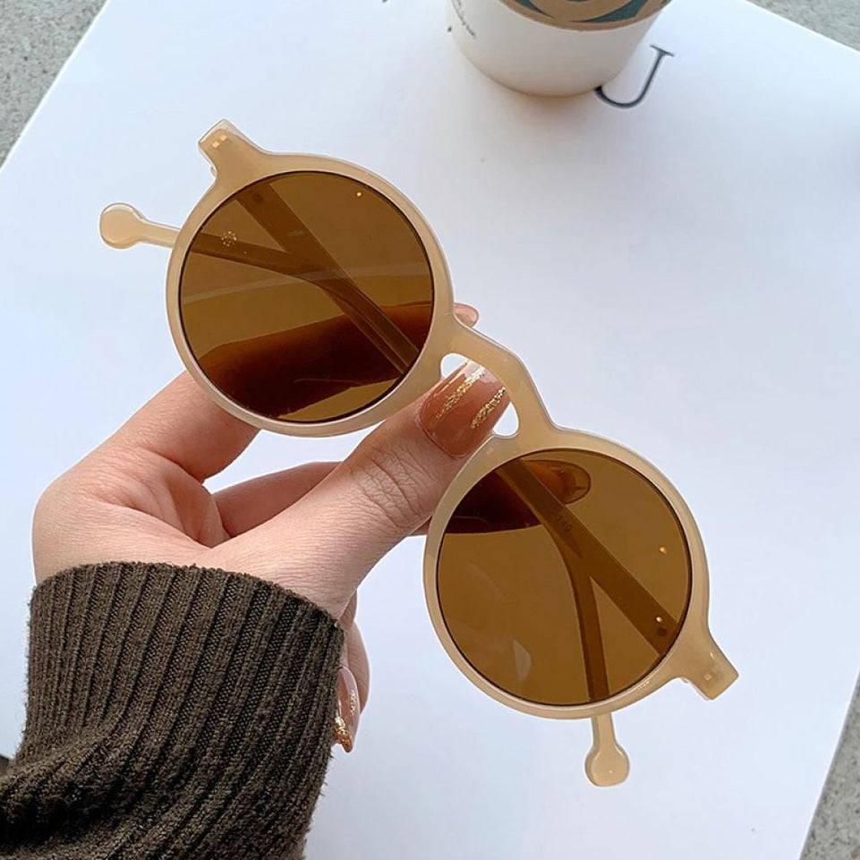 Retro Round Sunglasses Women Brand Designer Classic Vintage Small Frame Sun Glasses Ladies Black Driving Eyewear Korean Style