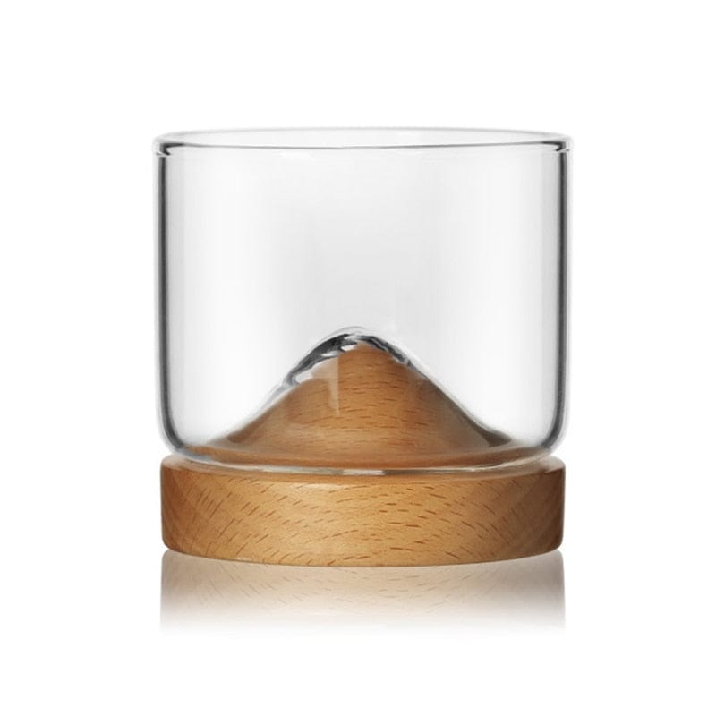 2020 Mountain-shaped wooden bottom glass small wine glass Irish whiskey glass whisky lovers wine glass 4oz drinking glasses - Wowza