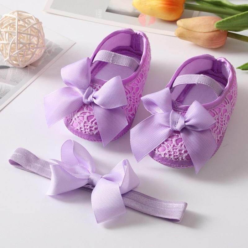 Sequins Baby Shoes Leather Toddler Baby Girl First Walkers Sets Headband Bow-knot Soft Sole Hook & Loop Bling Shoes for Girls