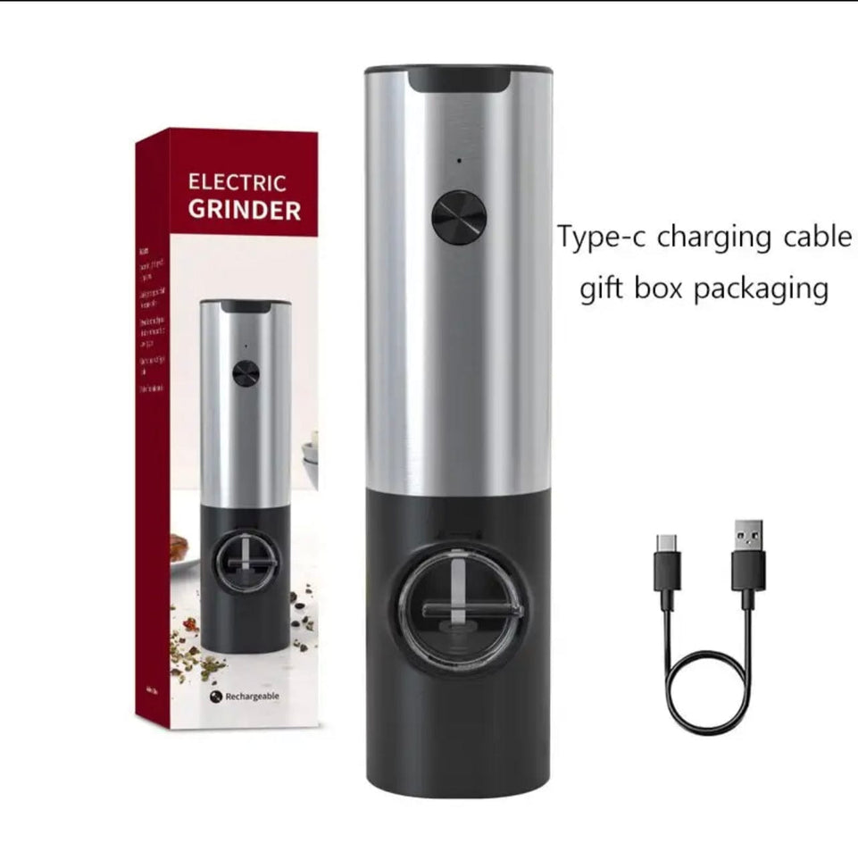 Electric Salt Grinder Set USB Rechargeable Electric Pepper Mill With LED Light Adjustable Coarseness Kitchen Tools