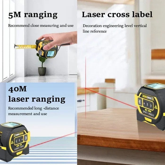 Laser digital Tape Measure 3 In 1 High Precision Laser Rangefinder Steel Tape Measure