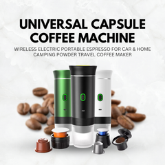 Universal Capsule Coffee Machine Wireless Electric Portable Espresso for Car & Home Camping Powder Travel Coffee Maker