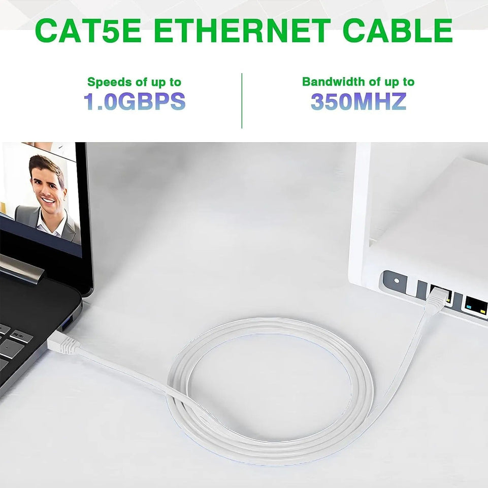 Ethernet Cable - Supports Cat6 / Cat5e / Cat5 RJ45 Computer Networking Cord Injection Moulding Crystal PVC head
