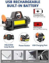 Led Head Torch USB Rechargeable Powerful LED Headlamp XPE+COB Hunting Headlight Waterproof Head Torch with Tail Magnetic