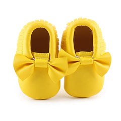 Baby Shoes Newborn Infant Boy Girl First Walker PU Sofe Sole Princess Bowknot Fringe Toddler Baby Crib Shoes Casual Moccasins