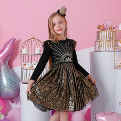 Kids Autumn Winter Dresses for Girls Star Sequins Princess Dress Girl Long Sleeve Party Vestidos Girls Dress Children Clothing