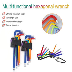 Allen Keys 9Pcs  Color Coded Ball-End Hex  1.5mm-10mm L Wrench Set Torque Long Metric With Sleeve Hand Tools Bicycle Accessories