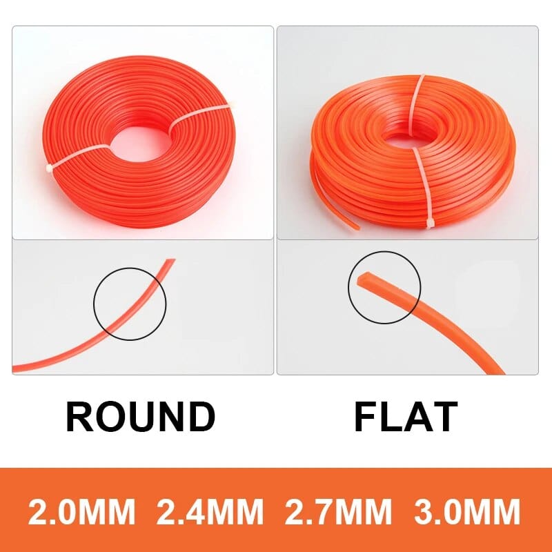 2.0/2.4/2.7/3.0mm Trimmer Line 70 meters Brushcutter Nylon Rope Tools  Wire Accessories Circle and Square 70m Cutting