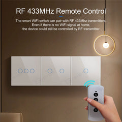 Wifi Wall Touch Switch EU No Neutral Wire Required Smart Light Switch 1 2 3 Gang 220V Tuya Smart Home Support Alexa Google Home