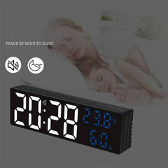 9 Inch Large Digital Wall Clock Temperature and Humidity Display Night Mode Table Alarm Clock 12/24H Electronic LED Clock