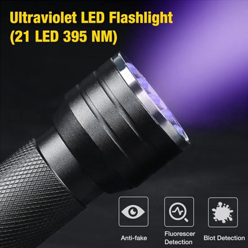 21 LED UV Ultraviolet Flashlight Torch Blacklight 395NM Mini Torch Flash Lamp For Pet Urine Stains Portable Black Light Flashlights