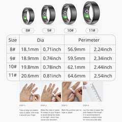 Smart Ring Military Grade Titanium Steel Shell Health Monitoring IP68 & 3ATM Waterproof Multi-sport Modes