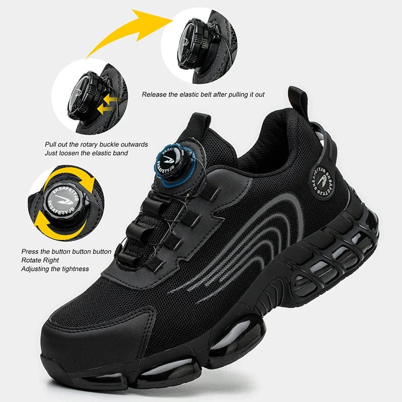 Steel Cap Sneakers Rotating Button Safety Shoes Indestructible Puncture-Proof Protective Shoes Anti Shock Boots Steel Toe Shoes