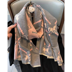 Luxury Winter Cashmere Scarf Women 2023 Design Warm Pashmina Blanket Horse Scarves Female Shawl Wraps Thick Foulard Bufanda