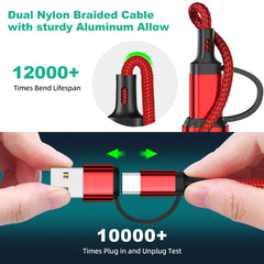 All Phones Fast Charging Cord For iPhone Huawei Micro USB Type C Charger Cable 1.2m Multi Usb Port Multiple Usb Charging Cord