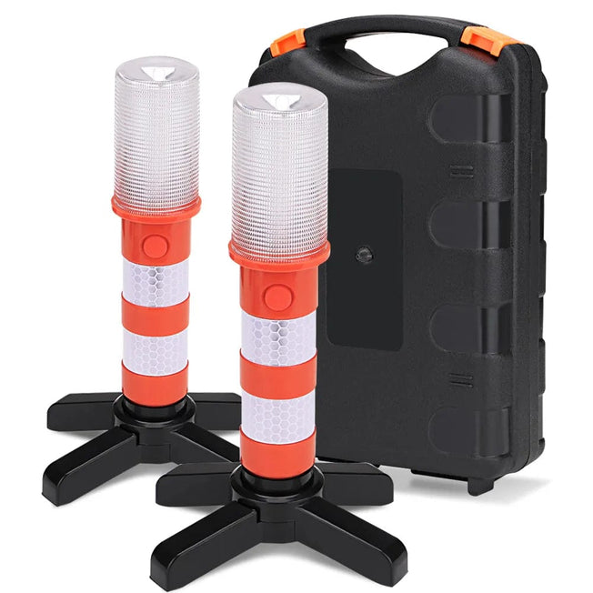 2pc LED Magnetic Flashlight Emergency Roadside Flares Detachable Stand Beacon Safety Strobe Light Warning