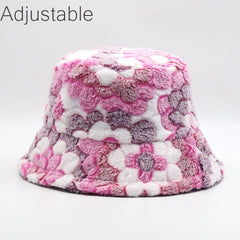 Winter Cow Leopard Faux Fur Fluffy Bucket Hats Women Outdoor Warm Sun Hat Soft Velvet Furry Fisherman Cap Girl Fashion Panama