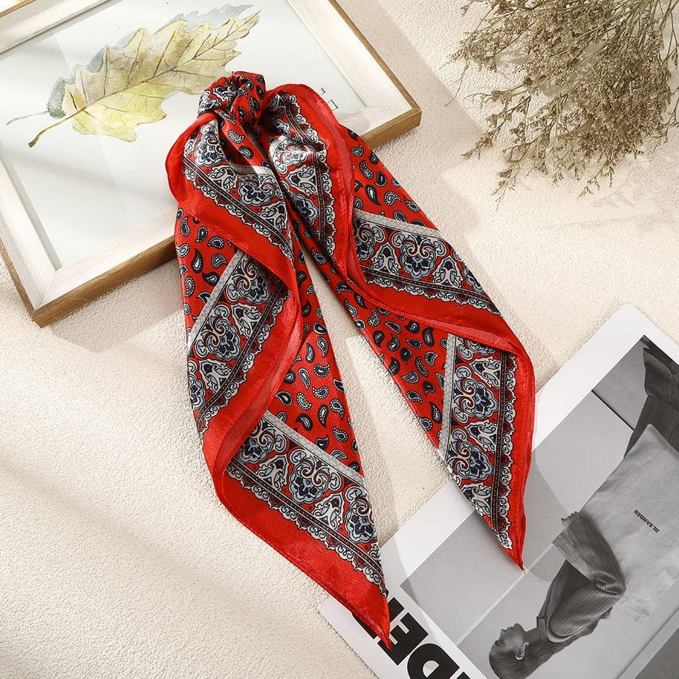 Haimeikang 60*60cm Square Silk Scarf Women Headband Fashion Print Neck Scarfs Office Hair Band Hand Kerchief Female Bandana