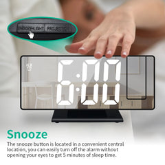 Projector LED Clock 180° Arm Projection Alarm Clock Time Temperature USB Plug-in Digital Alarm Clock Snooze Table Clock 12/24H