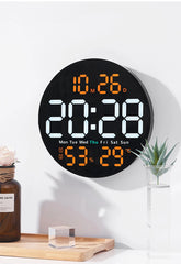 LED Large Digital Wall Clock 10inch with Remote Control Temperature Humidity Date Week Display