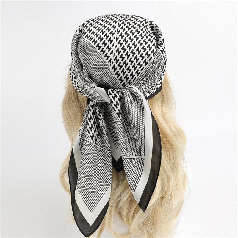 Female Silk Neck Scarf Letter D Print Square Hair Scarves Foulard Head Band Shawls And Wraps Neckerchief Bandana 70*70cm