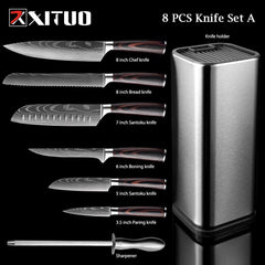 XITUO Chef knife 1-10 Pcs Set Kitchen Knives Laser Damascus Pattern Sharp Japanese Santoku Knife Cleaver Slicing Utility Knife - Wowza