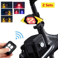 Smart Bike Light Wireless Remote Control Cycling Turning Signal Taillight USB Bicycle Rechargeable Rear Light LED Warning Lamp