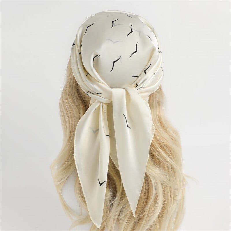 Female Silk Neck Scarf Letter D Print Square Hair Scarves Foulard Head Band Shawls And Wraps Neckerchief Bandana 70*70cm