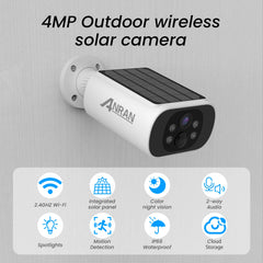 4MP Wireless Solar Camera Outdoor Surveillance Integrated Battery Wifi Camera Humanoid Detection Flash Alarm Night Vision